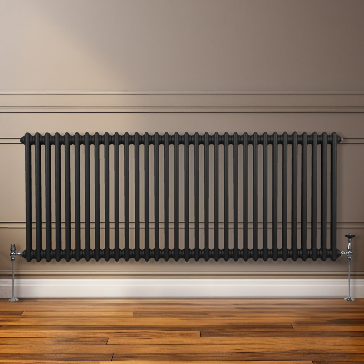 Traditionell 2-kolumns radiator - 600 x 1462 mm – Svart