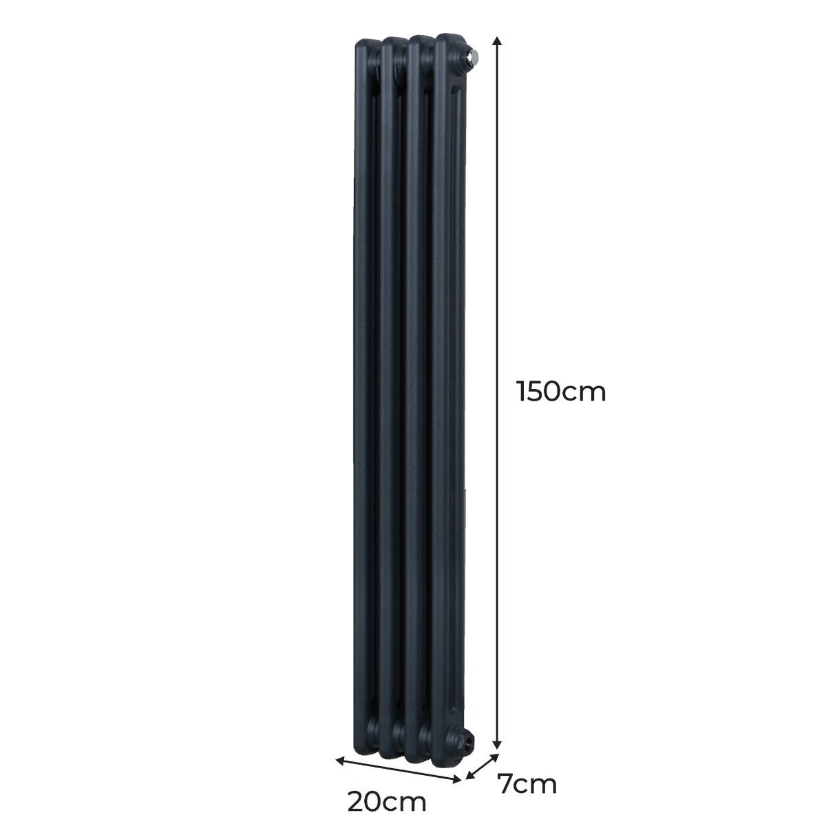 Traditionell 2-kolumns radiator - 1500 x 202 mm – Antracitgrå