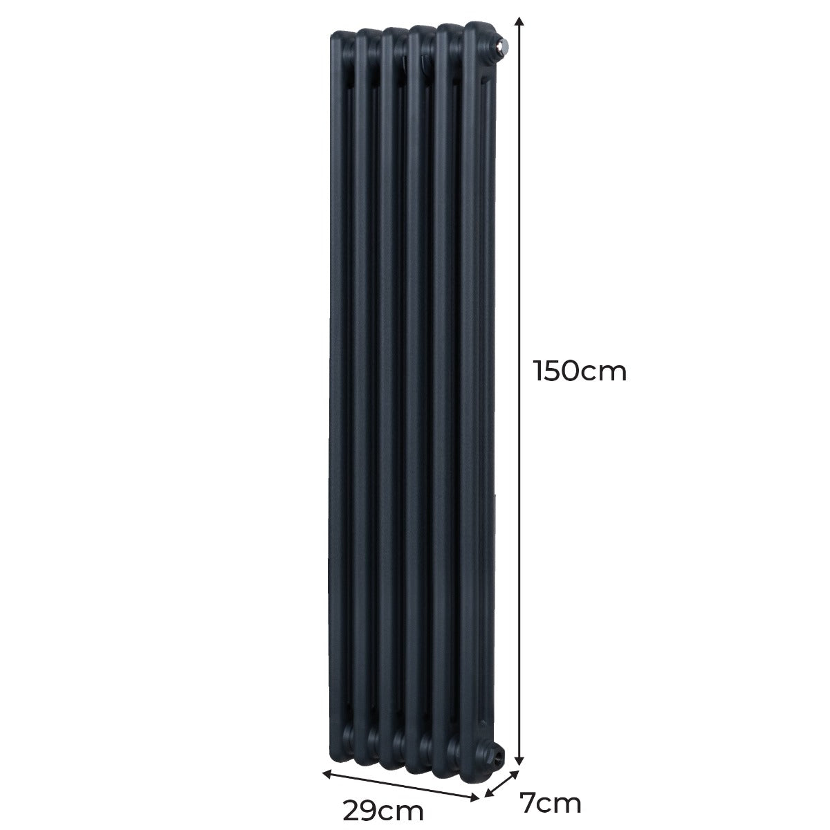 Traditionell 2-kolumns radiator - 1500 x 292 mm – Antracitgrå