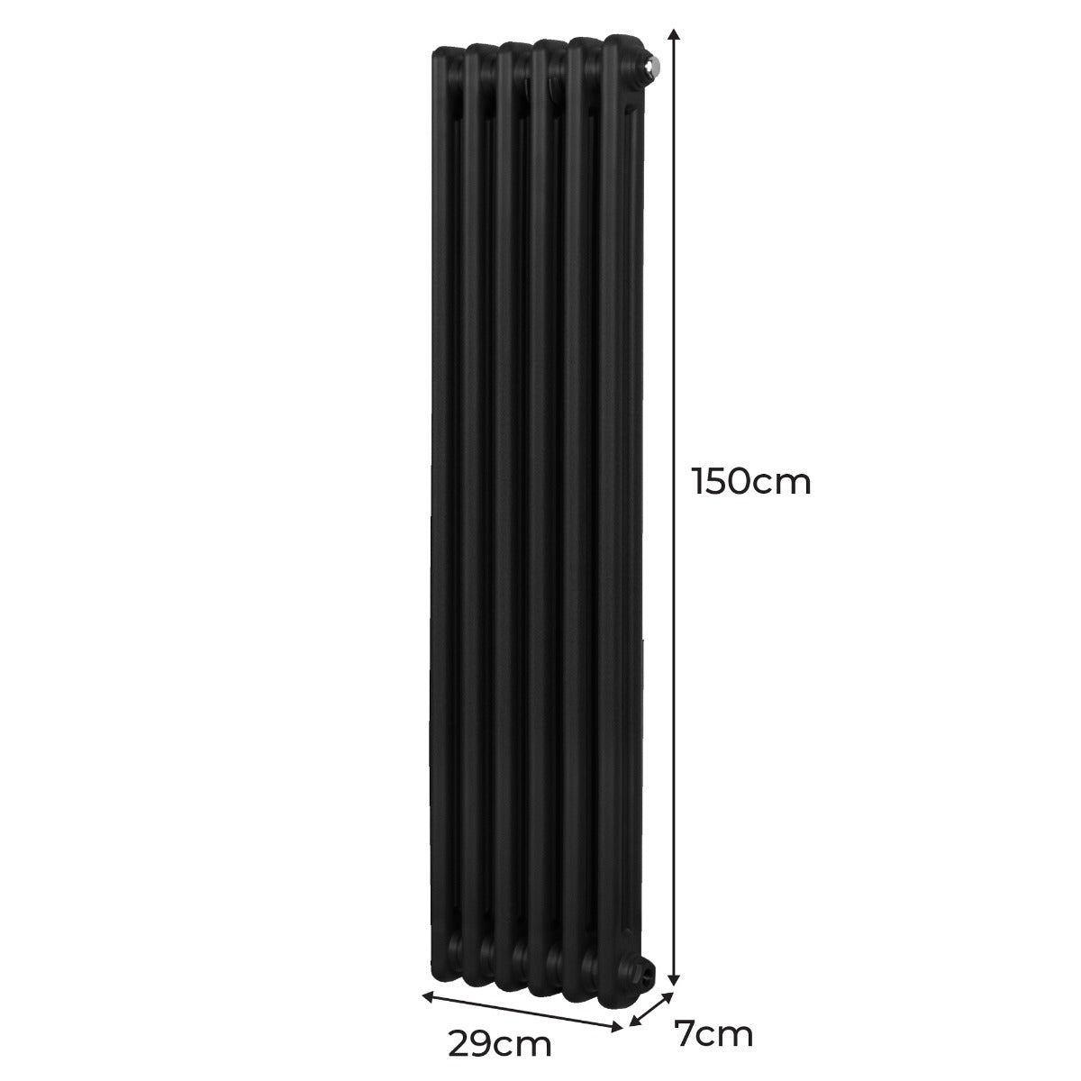 Traditionell 2-kolumns radiator - 1500 x 292 mm – Svart