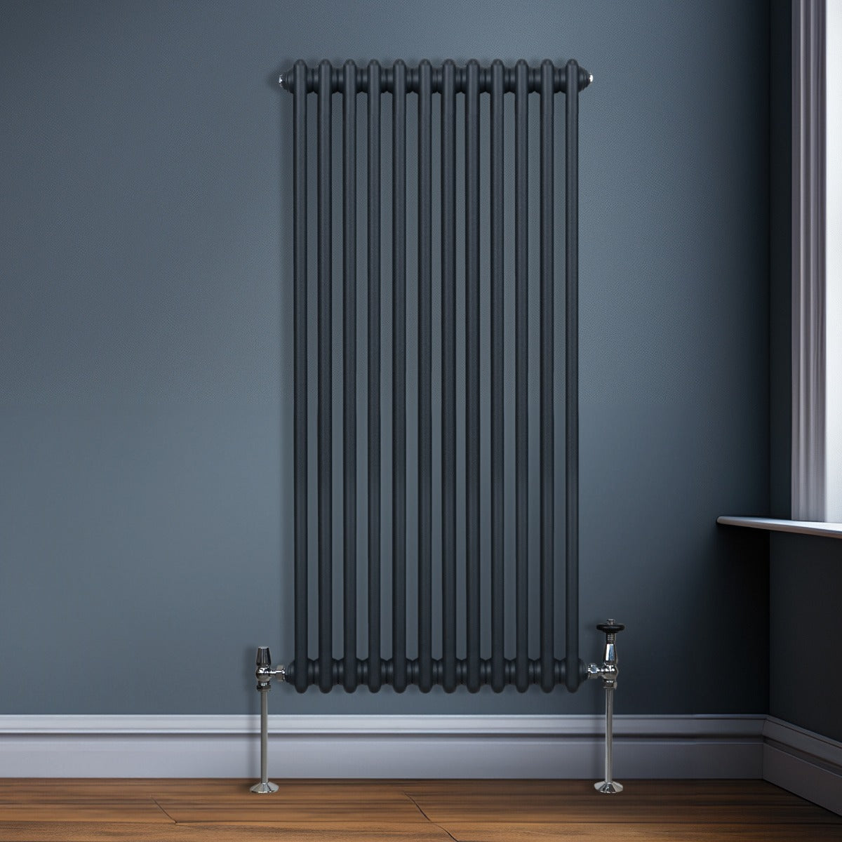 Traditionell 2-kolumns radiator - 1500 x 562 mm – Antracitgrå