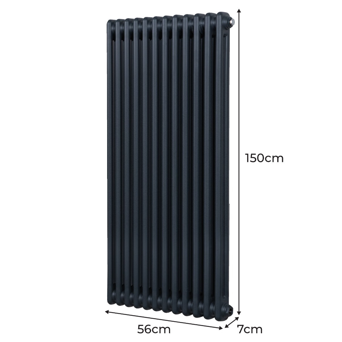 Traditionell 2-kolumns radiator - 1500 x 562 mm – Antracitgrå