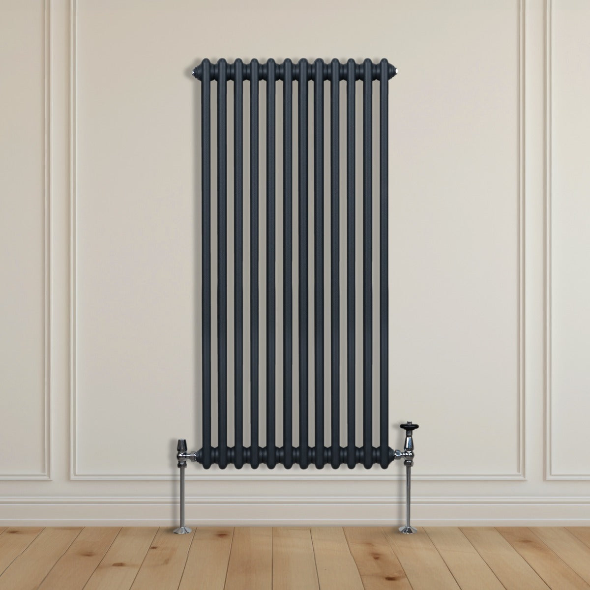 Traditionell 2-kolumns radiator - 1500 x 562 mm – Antracitgrå