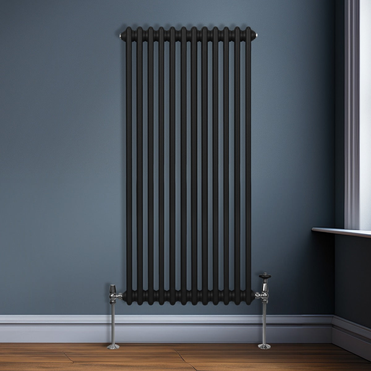Traditionell 2-kolumns radiator - 1500 x 562 mm – Svart