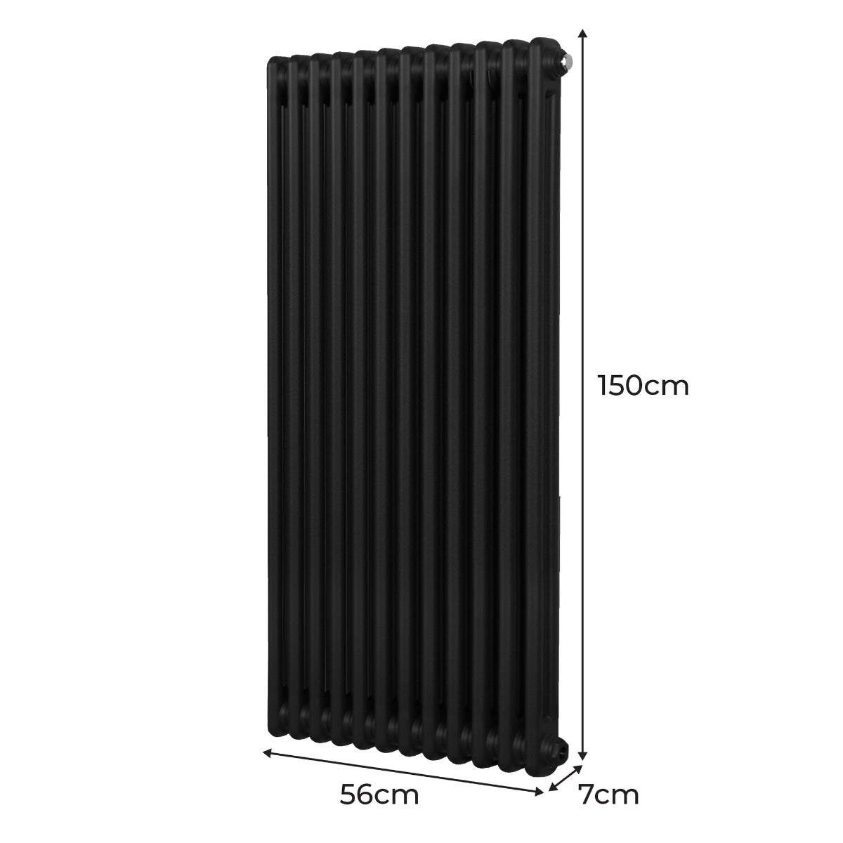 Traditionell 2-kolumns radiator - 1500 x 562 mm – Svart