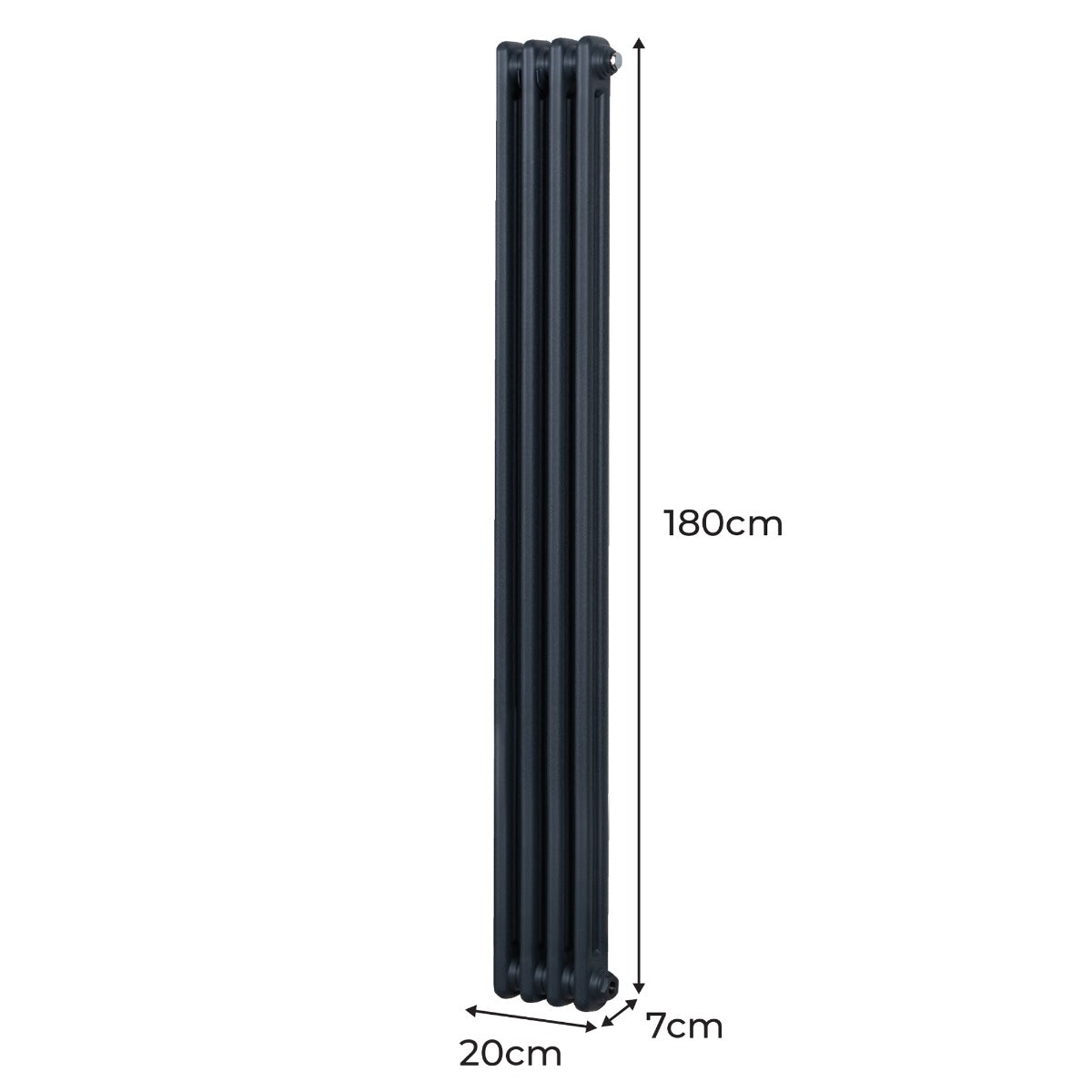 Traditionell 2-kolumns radiator - 1800 x 202 mm – Antracitgrå