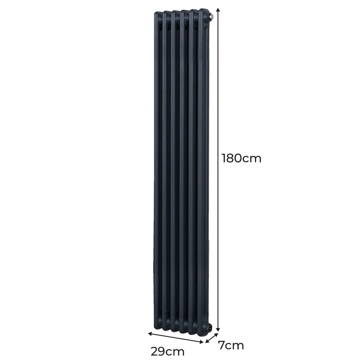 Traditionell 2-kolumns radiator - 1800 x 292 mm – Antracitgrå