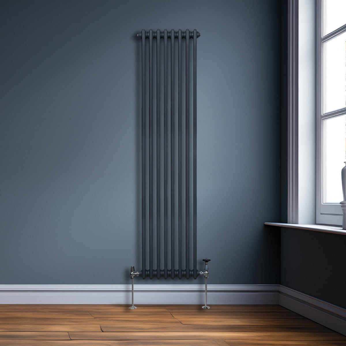 Traditionell 2-kolumns radiator - 1800 x 382 mm – Antracitgrå