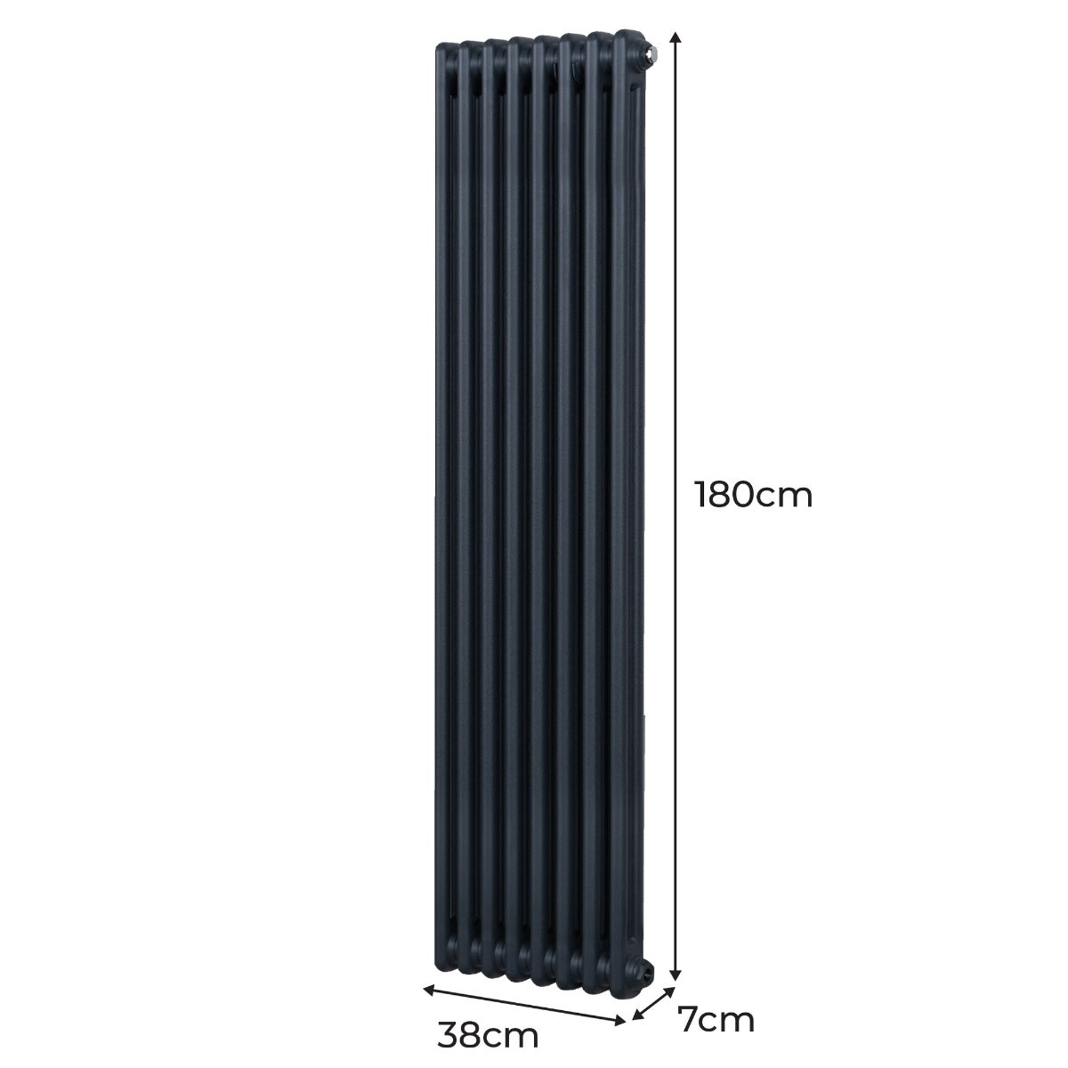 Traditionell 2-kolumns radiator - 1800 x 382 mm – Antracitgrå