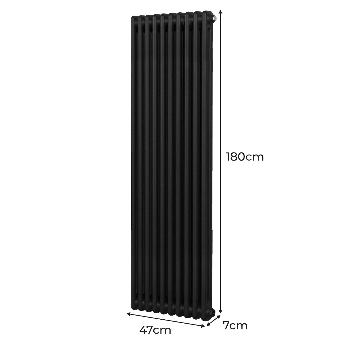 Traditionell 2-kolumns radiator - 1800 x 472 mm – Svart