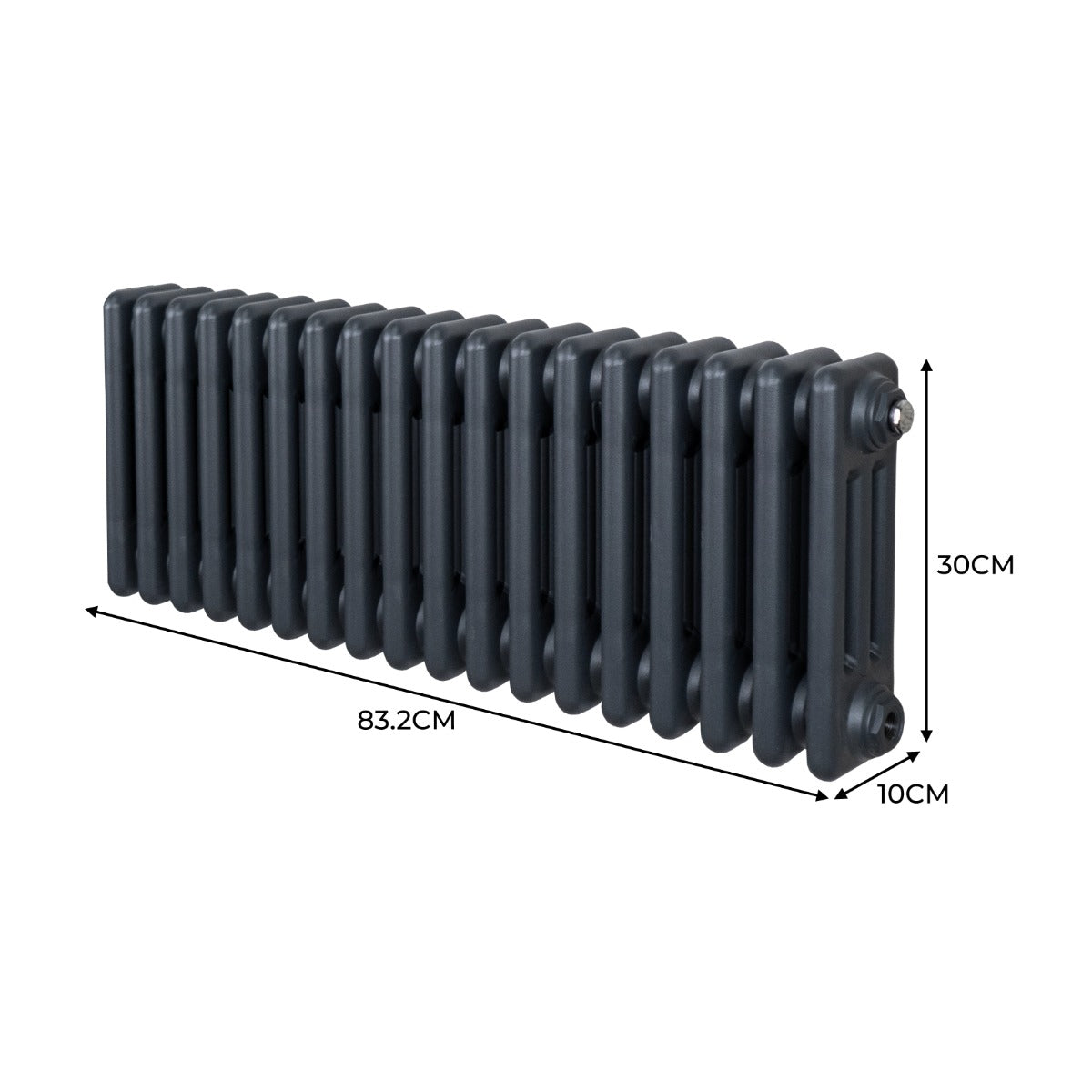 Traditionell 3-kolumns radiator - 300 x 832 mm – Antracitgrå