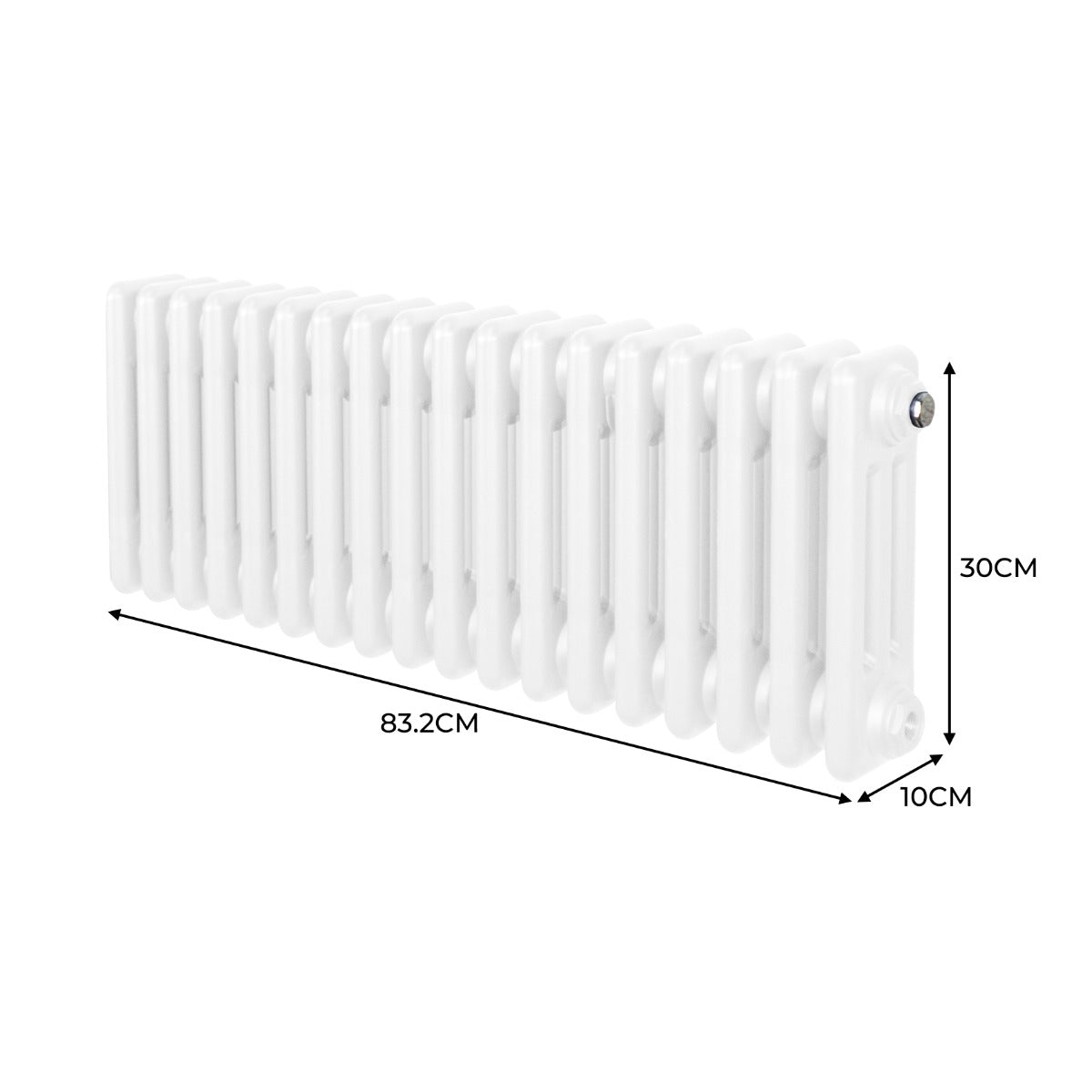 Traditionell 3-kolumns radiator - 300 x 832 mm – Vit