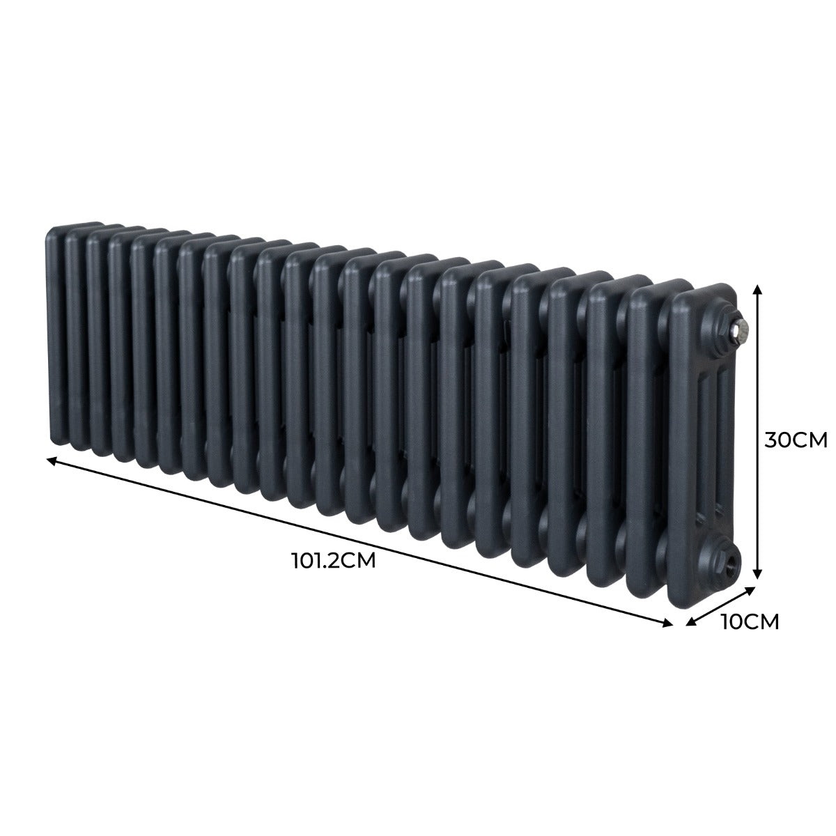 Traditionell 3-kolumns radiator - 300 x 1012 mm – Antracitgrå