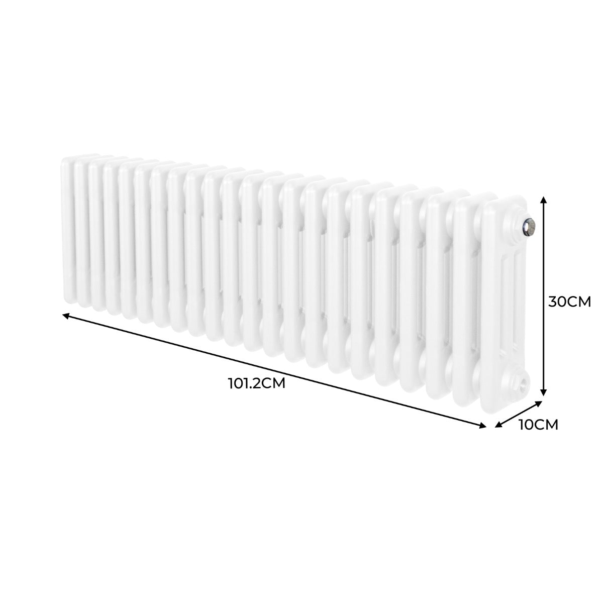 Traditionell 3-kolumns radiator - 300 x 1012 mm – Vit