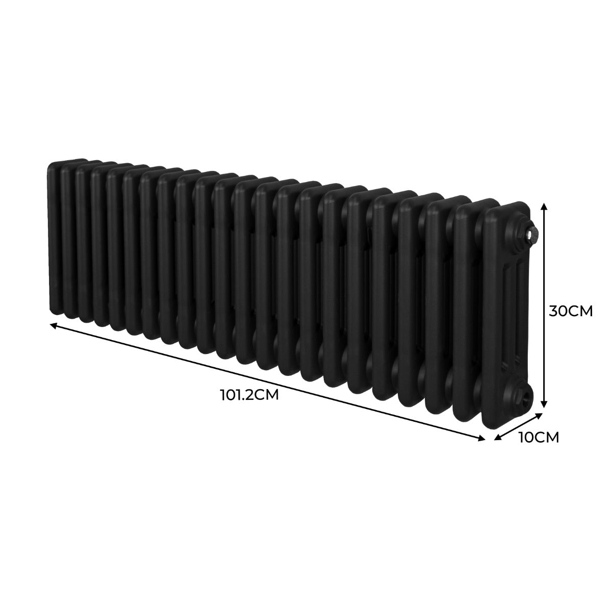 Traditionell 3-kolumns radiator - 300 x 1012 mm – Svart
