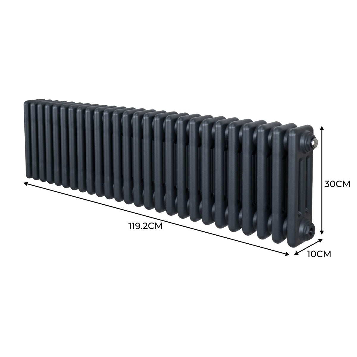 Traditionell 3-kolumns radiator - 300 x 1192 mm – Antracitgrå