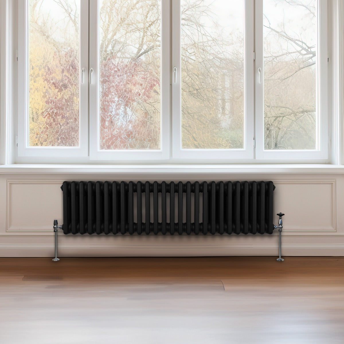 Traditionell 3-kolumns radiator - 300 x 1192 mm – Svart