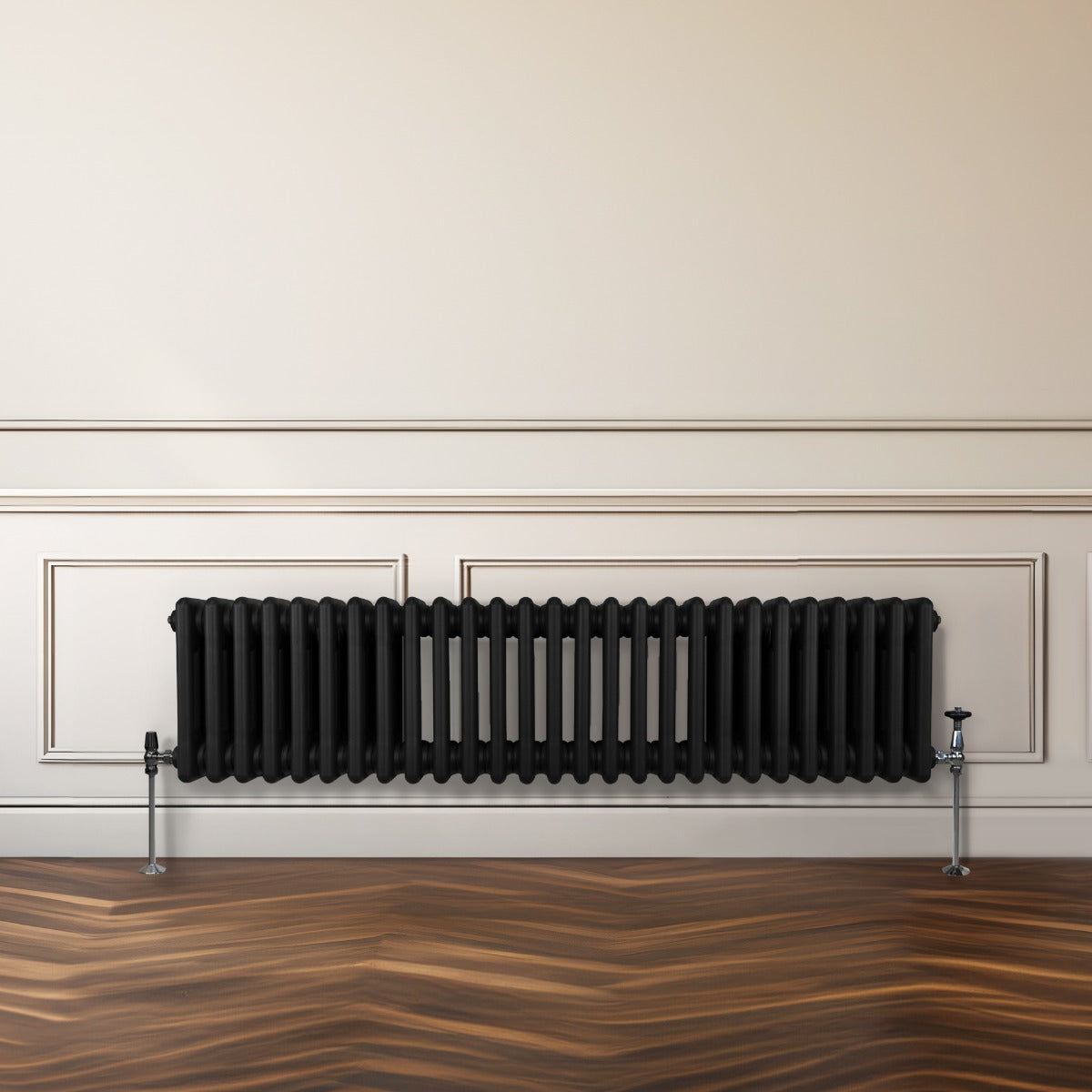 Traditionell 3-kolumns radiator - 300 x 1192 mm – Svart