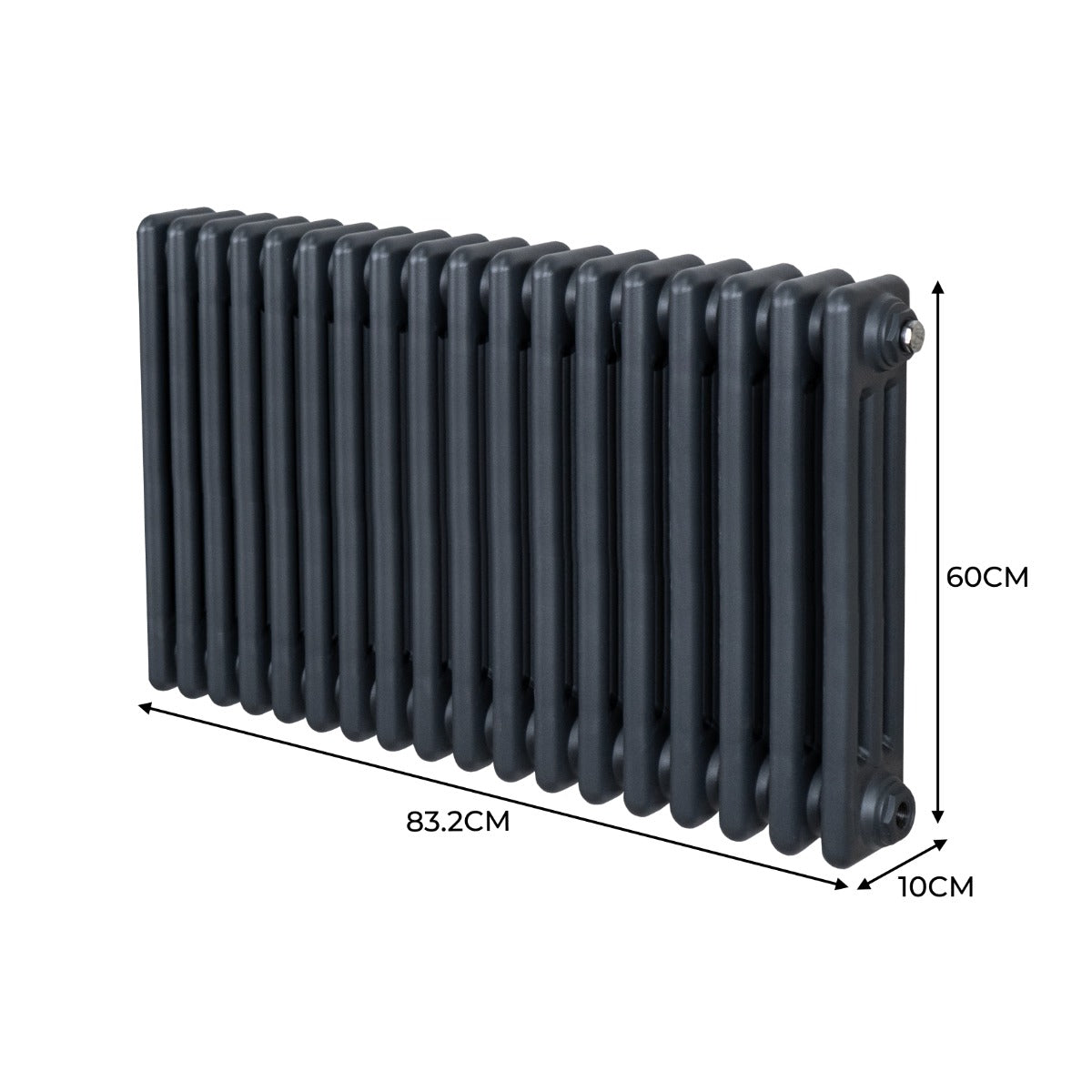 Traditionell 3-kolumns radiator - 600 x 832 mm – Antracitgrå
