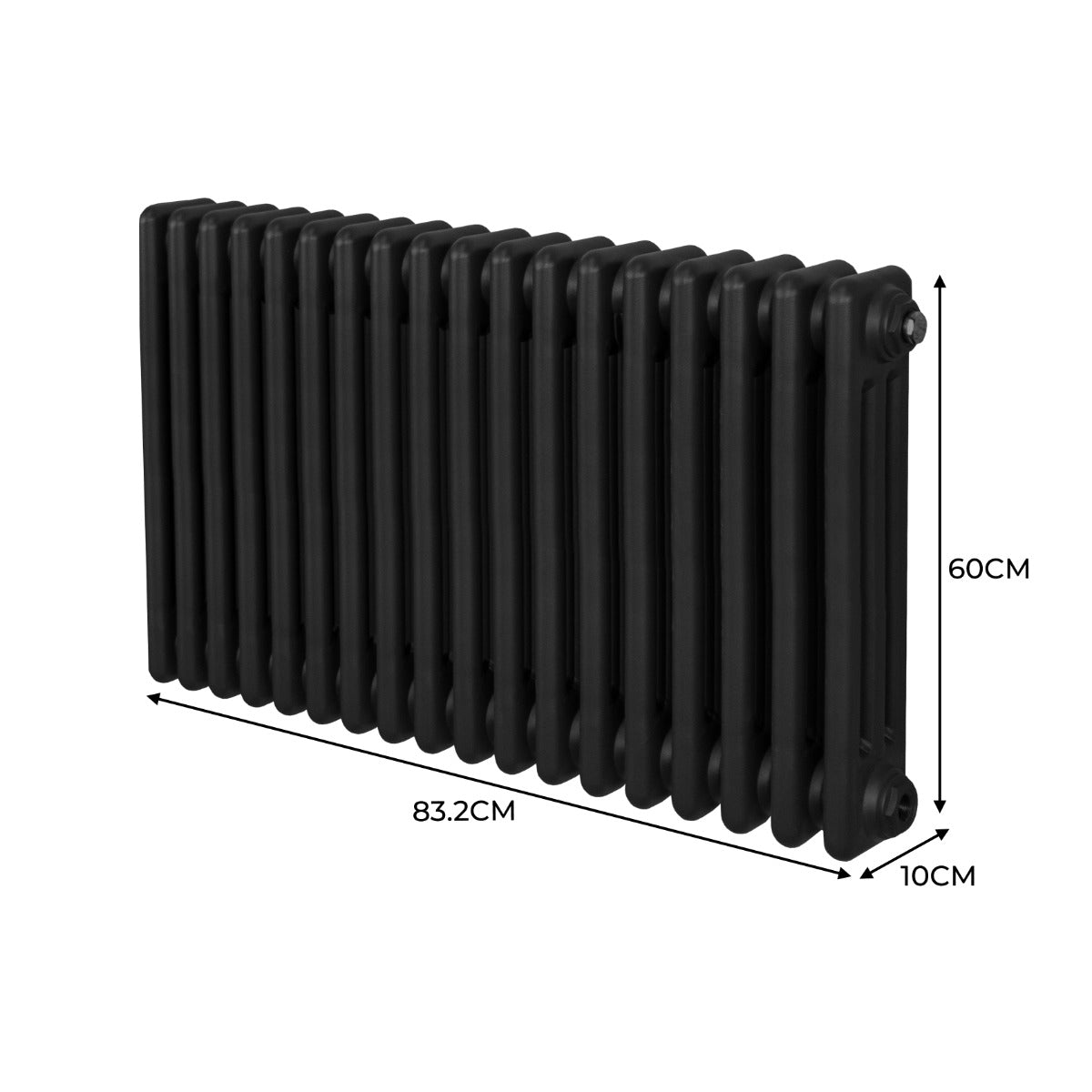 Traditionell 3-kolumns radiator - 600 x 832 mm – Svart