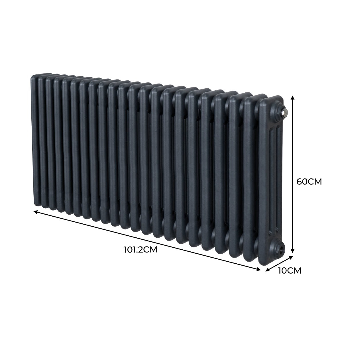 Traditionell 3-kolumns radiator - 600 x 1012 mm – Antracitgrå
