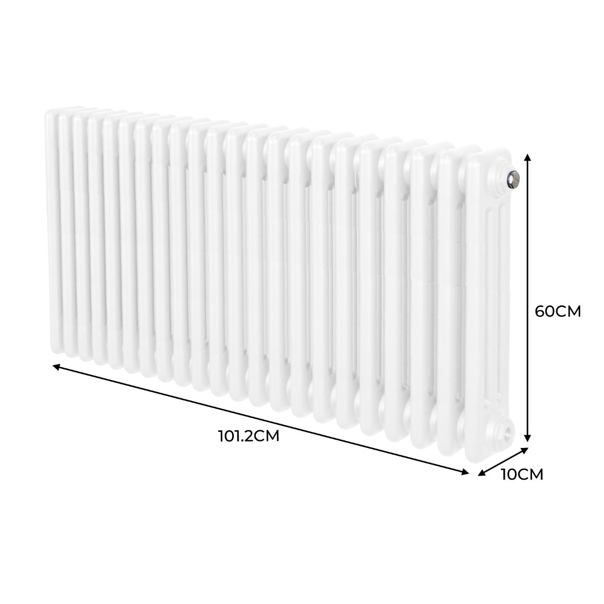 Traditionell 3-kolumns radiator - 600 x 1012 mm – Vit