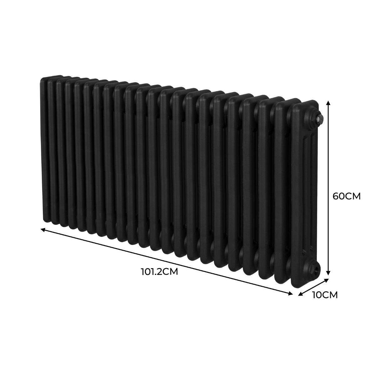 Traditionell 3-kolumns radiator - 600 x 1012 mm – Svart