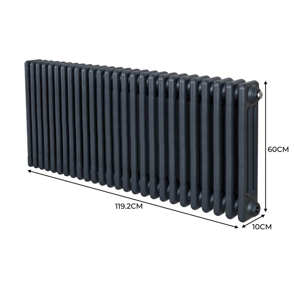 Traditionell 3-kolumns radiator - 600 x 1192 mm – Antracitgrå