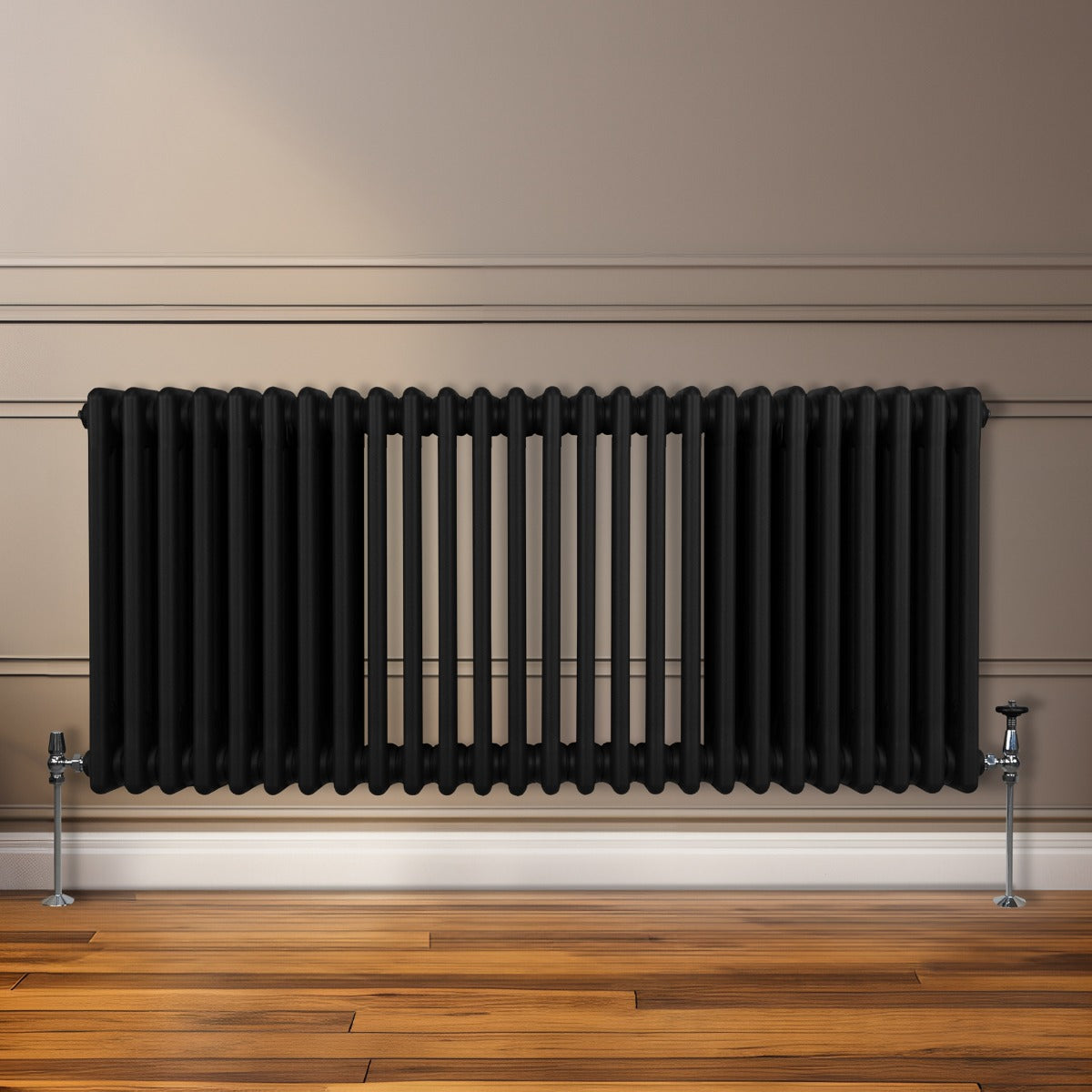 Traditionell 3-kolumns radiator - 600 x 1192 mm – Svart