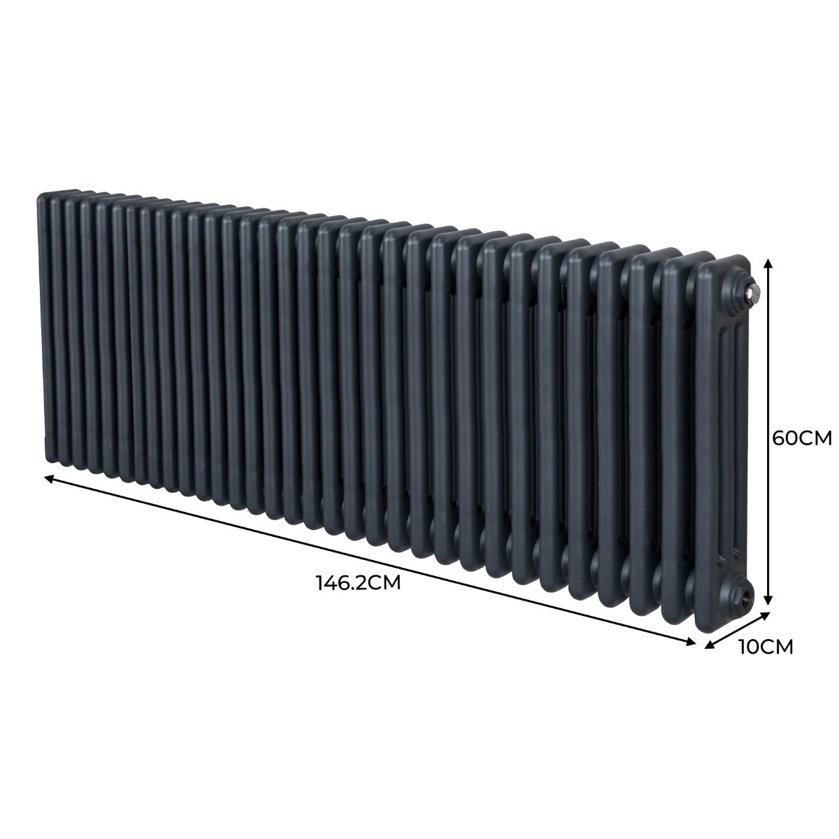Traditionell 3-kolumns radiator - 600 x 1462 mm – Antracitgrå