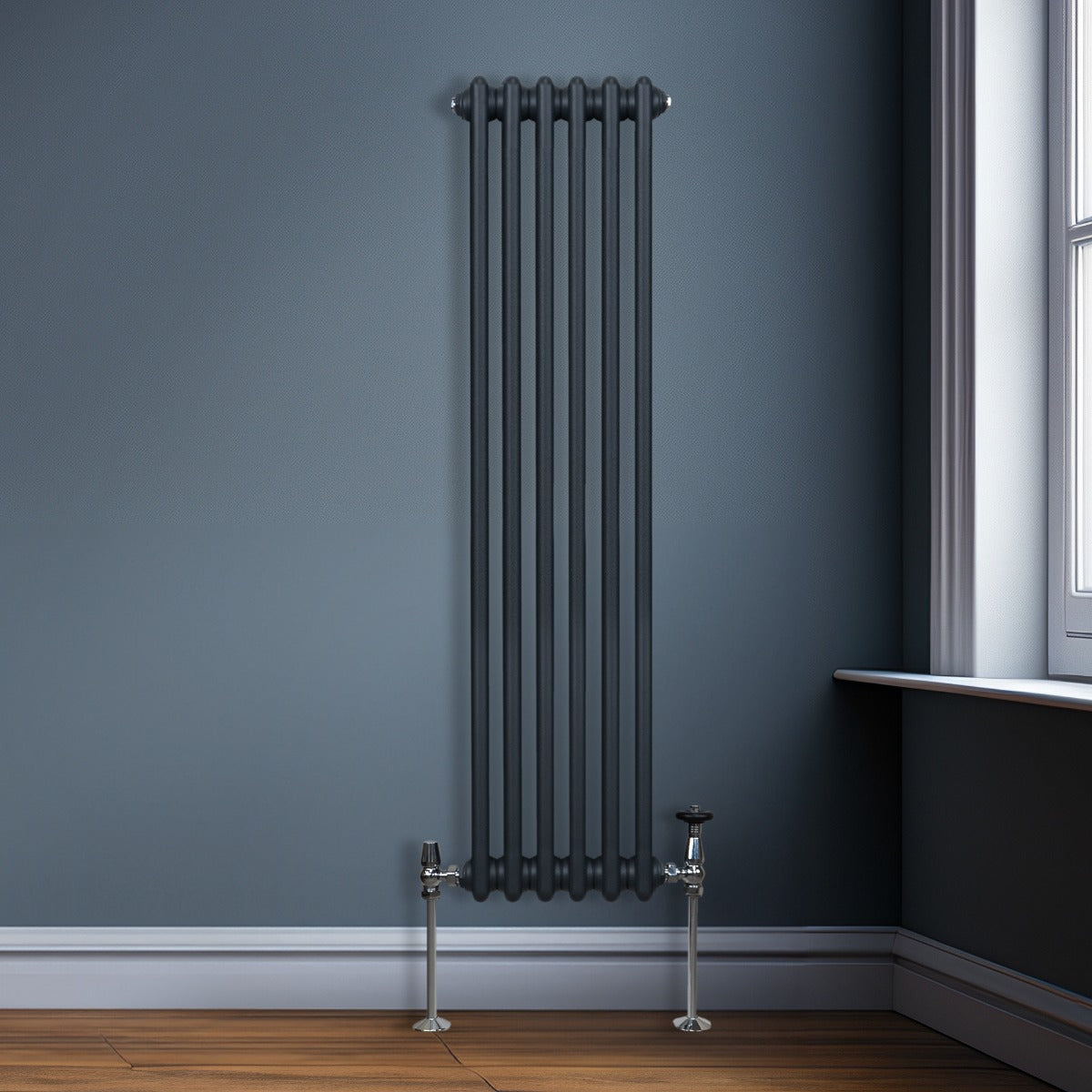 Traditionell 3-kolumns radiator - 1500 x 292 mm – Antracitgrå