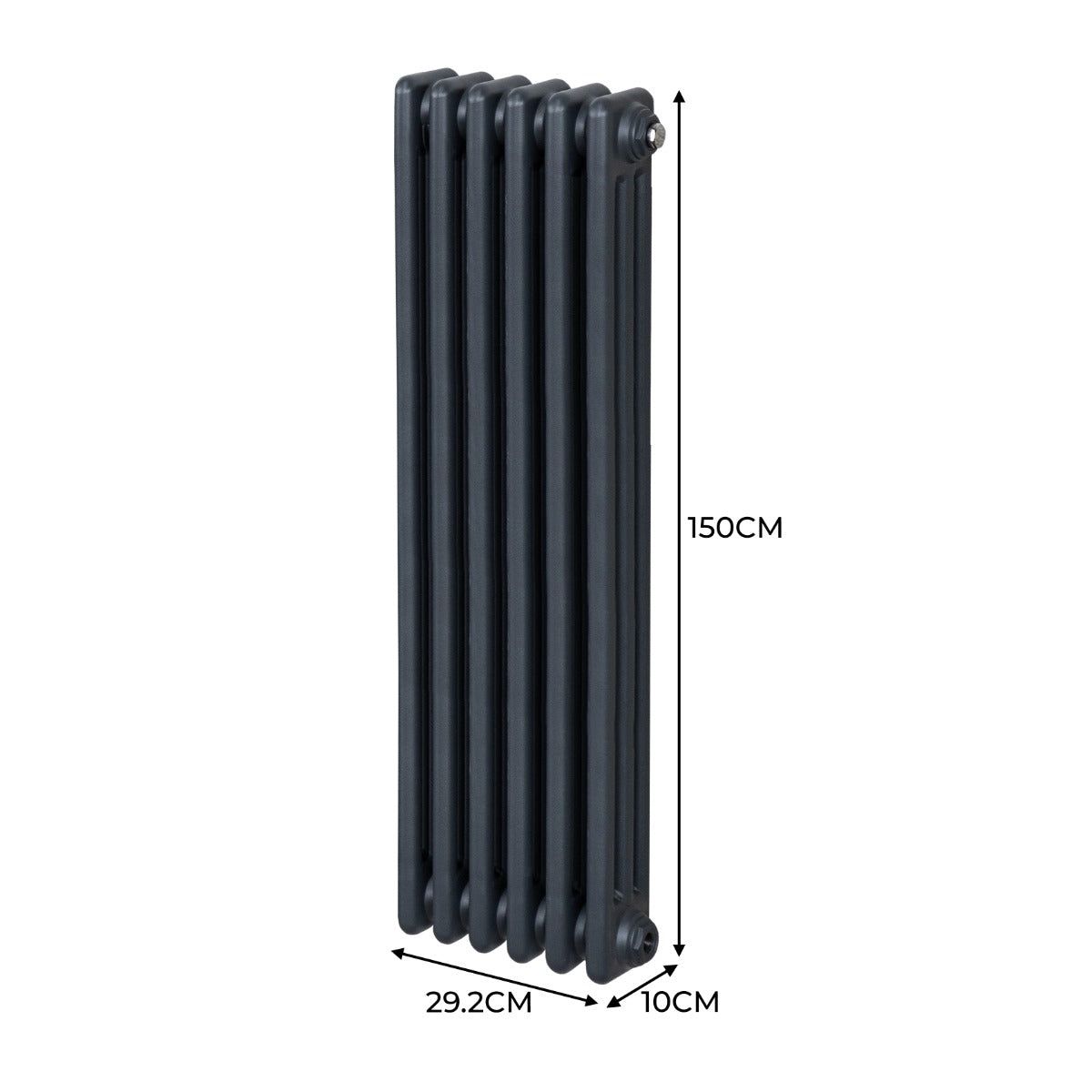 Traditionell 3-kolumns radiator - 1500 x 292 mm – Antracitgrå