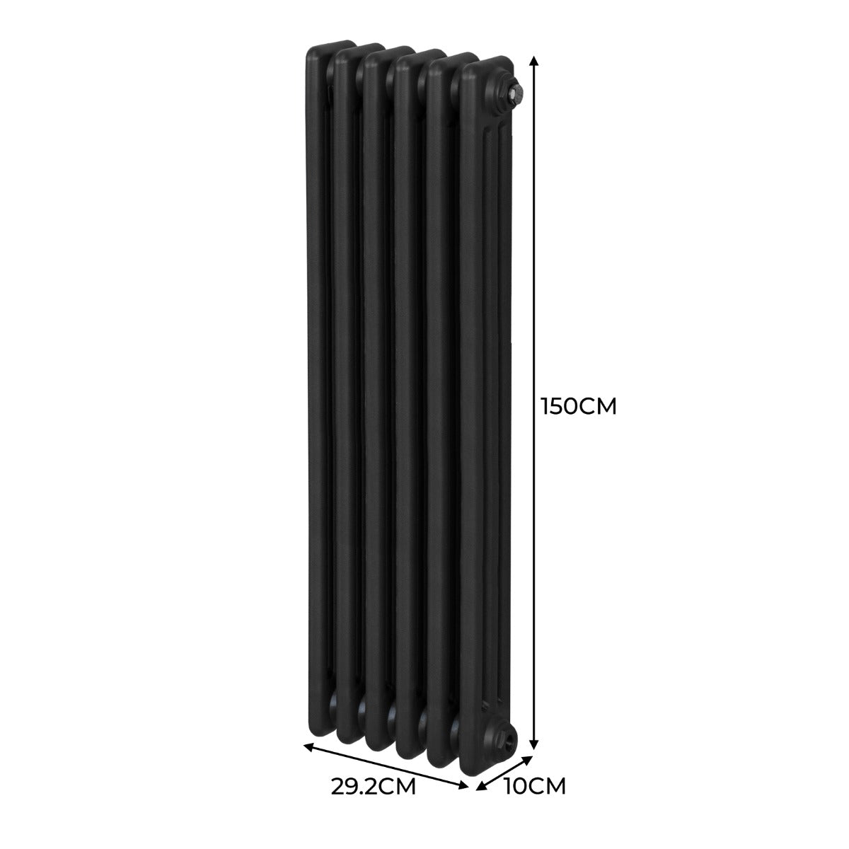 Traditionell 3-kolumns radiator - 1500 x 292 mm – Svart