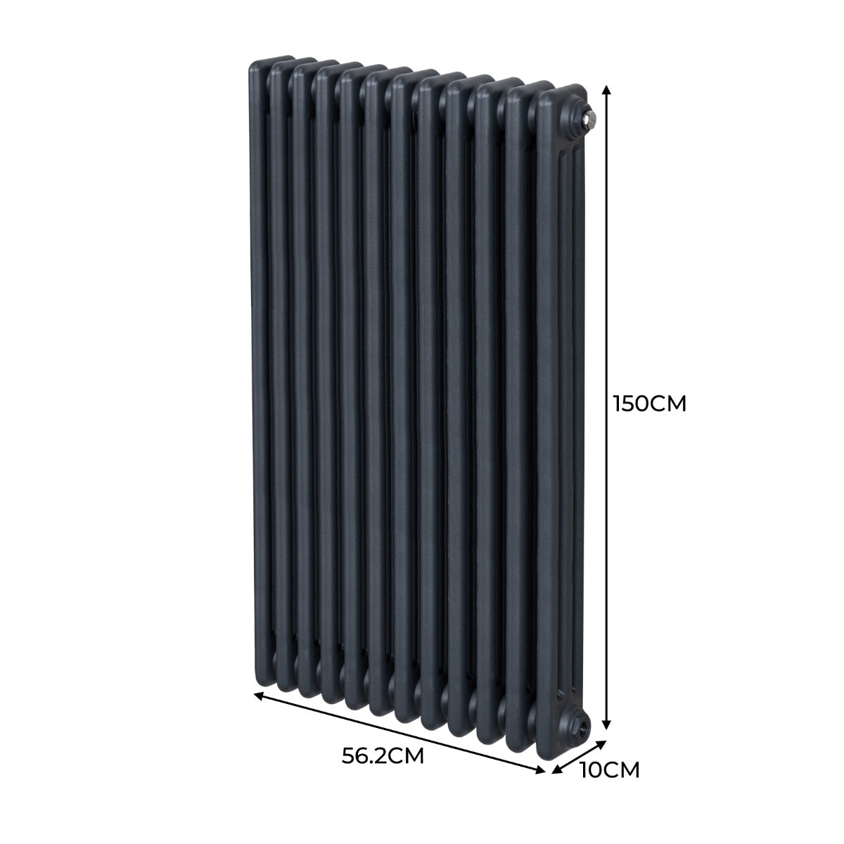 Traditionell 3-kolumns radiator - 1500 x 562 mm – Antracitgrå