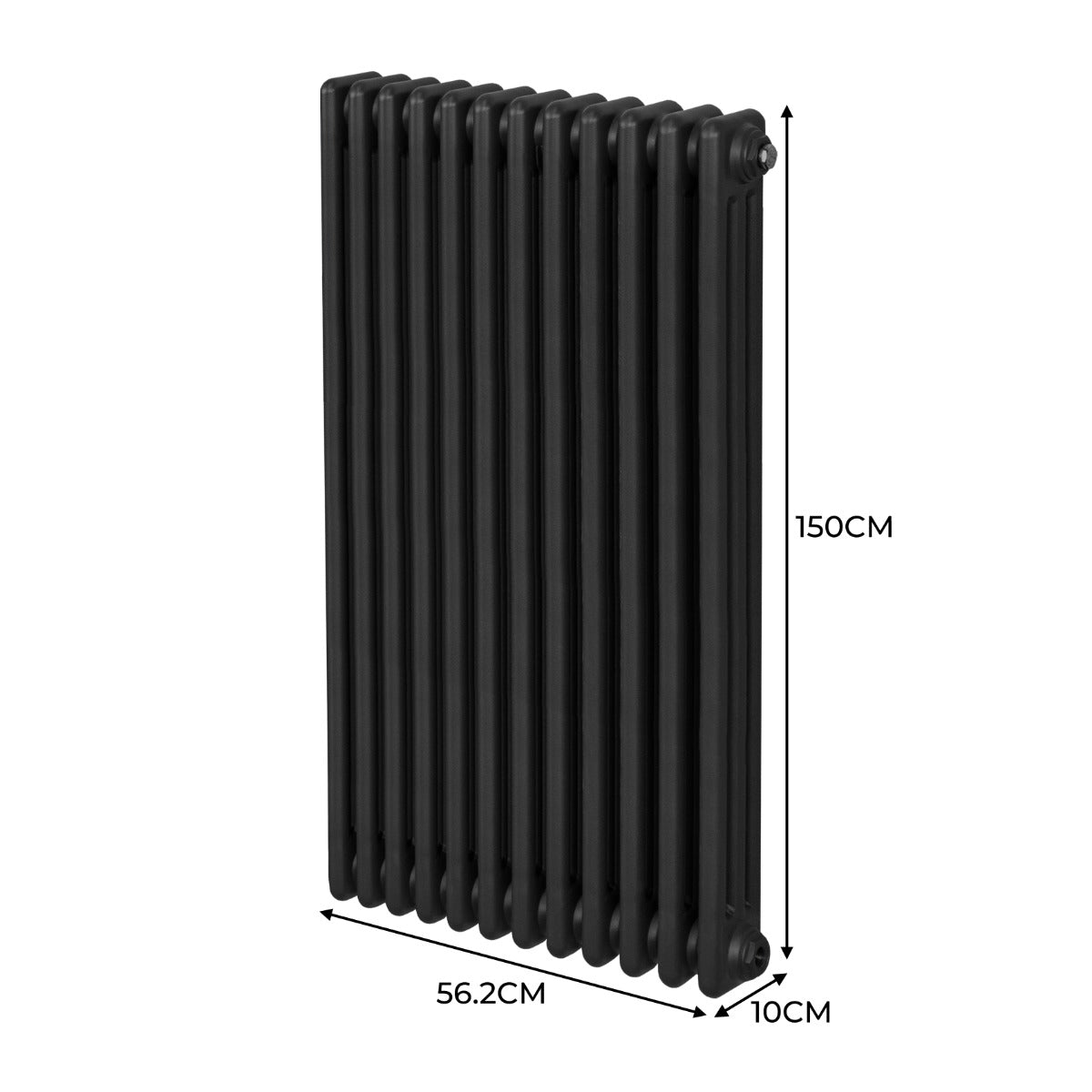 Traditionell 3-kolumns radiator - 1500 x 562 mm – Svart