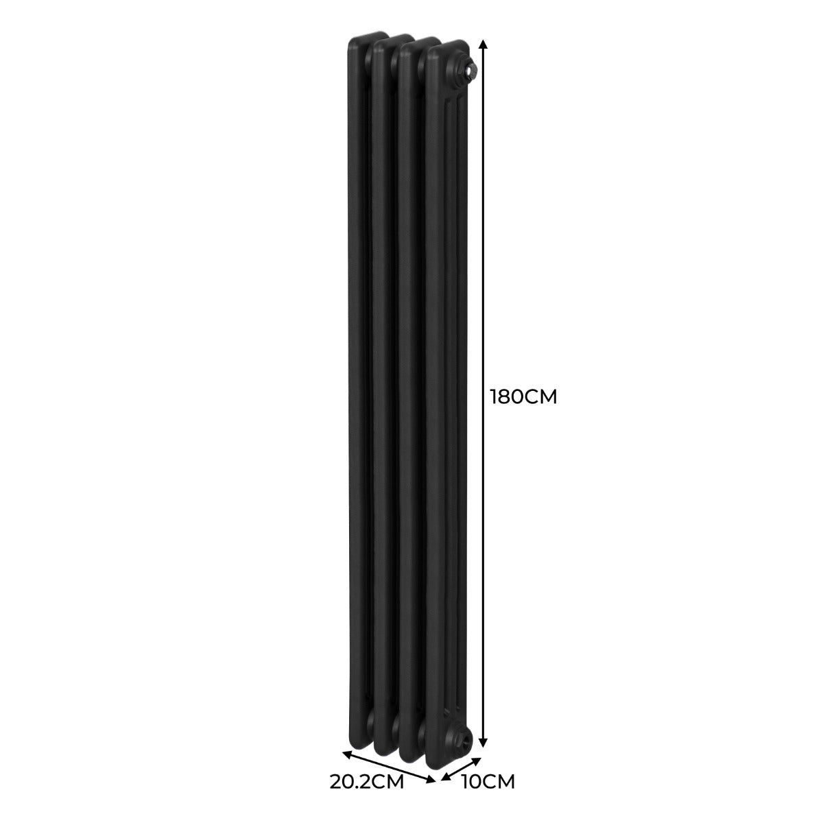 Traditionell 3-kolumns radiator - 1800 x 202 mm – Svart