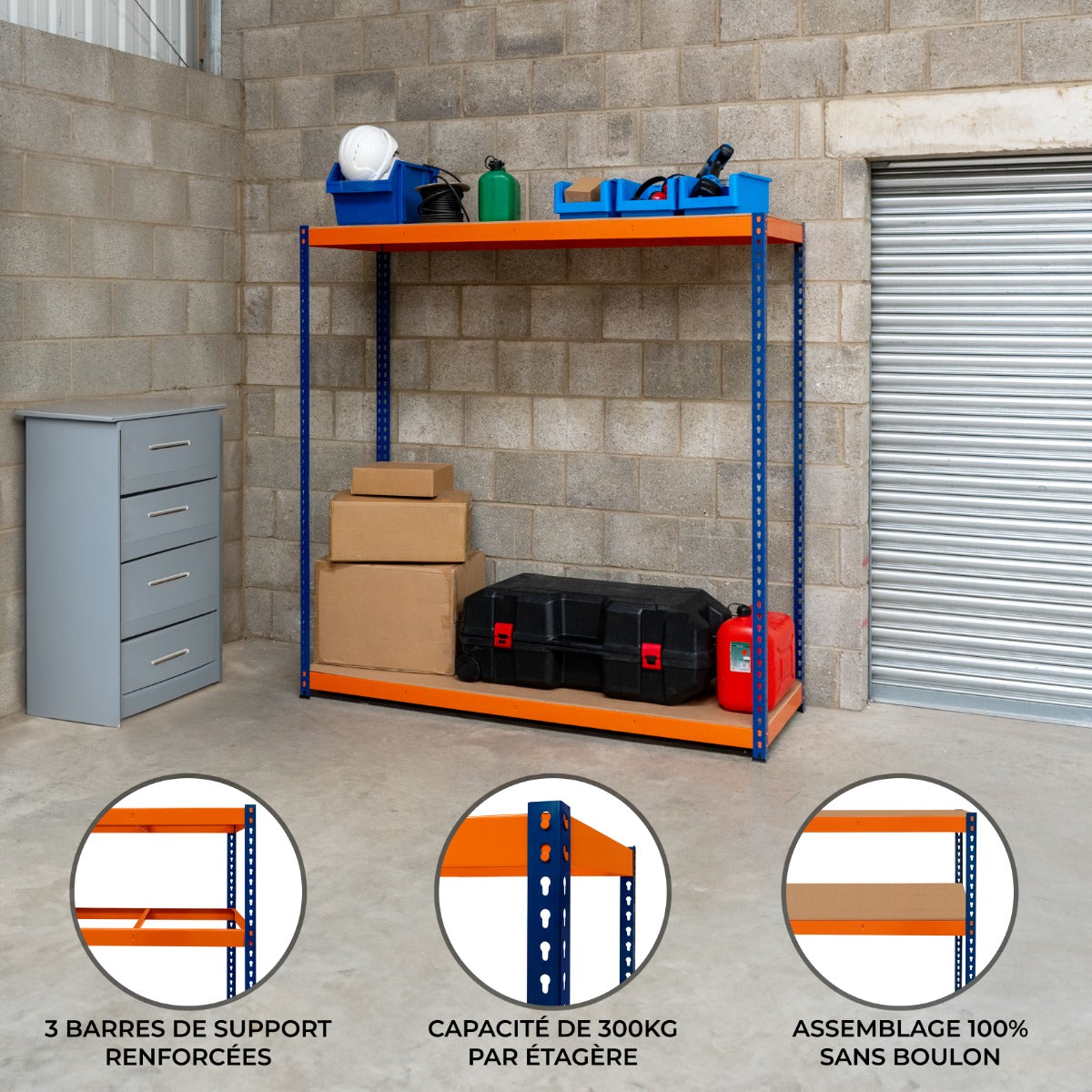 S-Rax Hyllsystem - 180cm x 180cm x 60cm – 2 Hyllplan