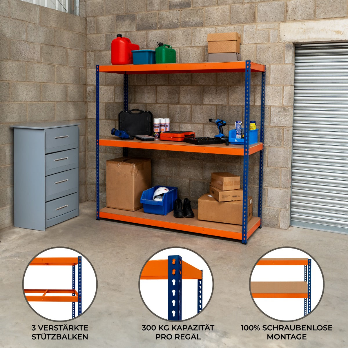 S-Rax Hyllsystem - 180cm x 180cm x 60cm – 3 Hyllplan