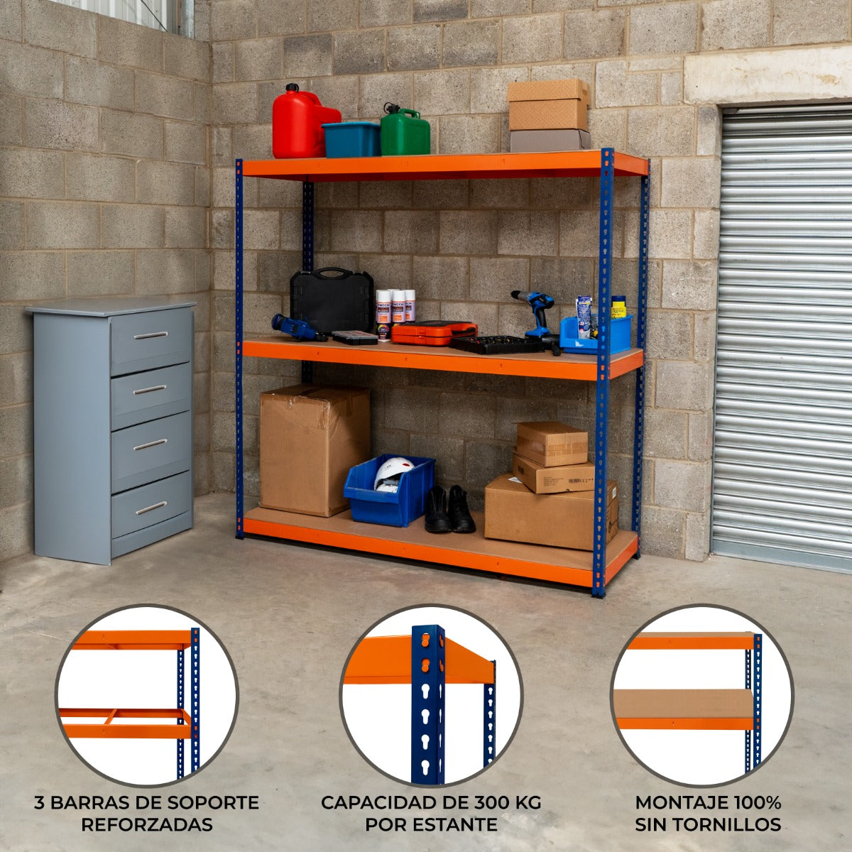 S-Rax Hyllsystem - 180cm x 180cm x 60cm – 3 Hyllplan