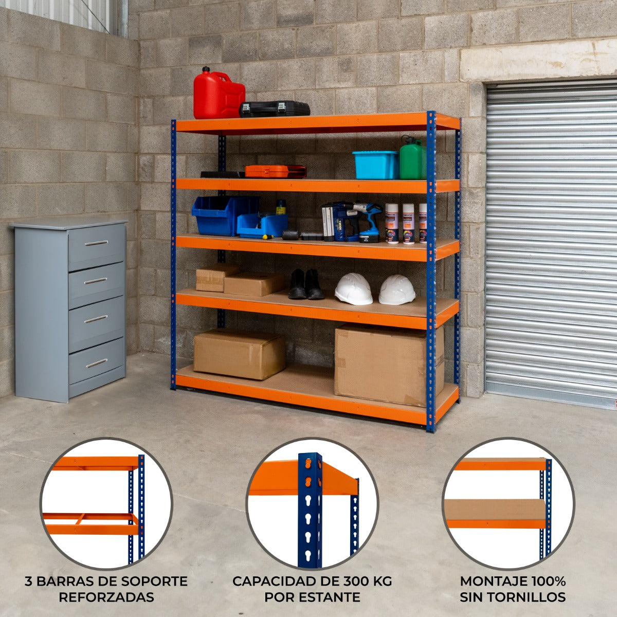 S-Rax Hyllsystem - 180cm x 180cm x 60cm – 5 Hyllplan