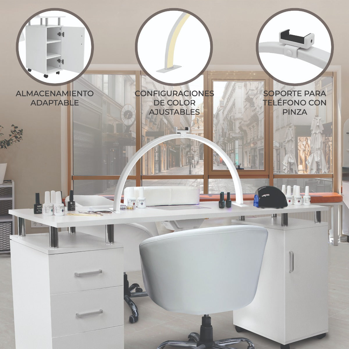 Professionellt Manikyrbord & LED Halvmånelampa