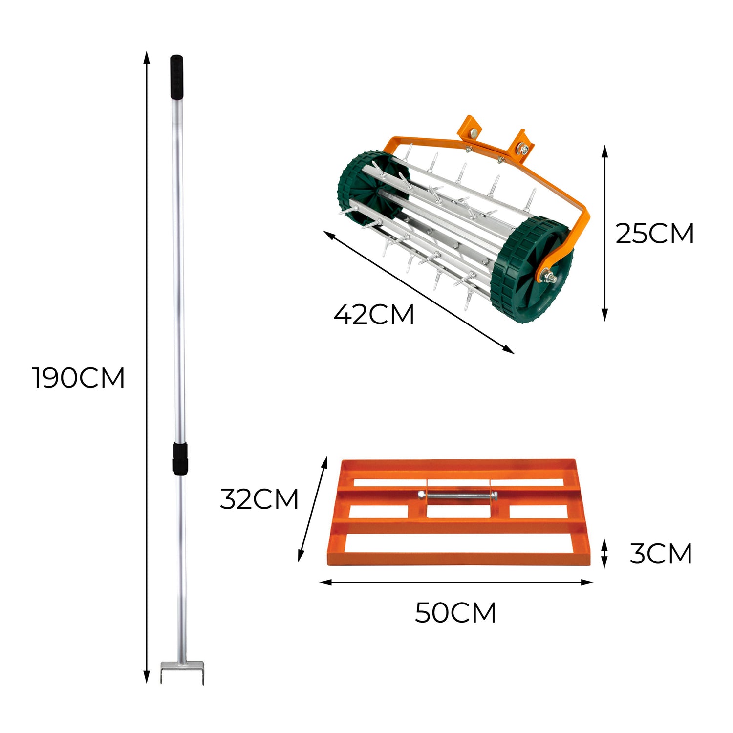 50 cm Gräsutjämnare och Gräsmatteluftare – Orange
