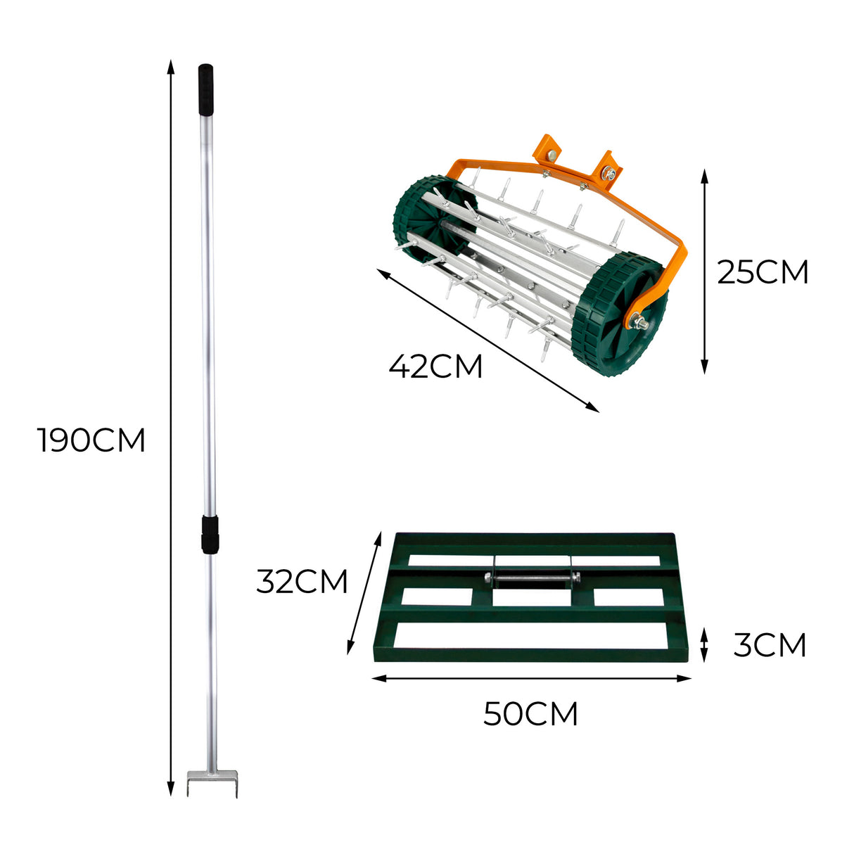 50 cm Gräsutjämnare och Gräsmatteluftare – Grön