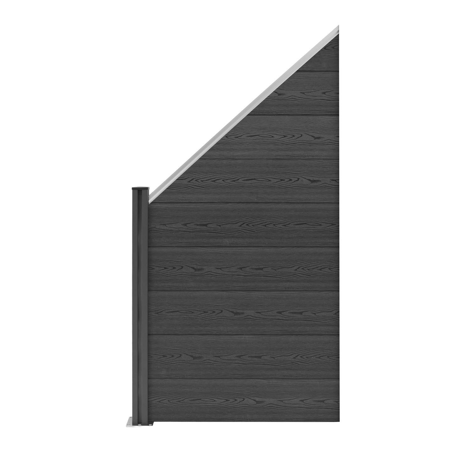 Staket för utomhusbruk i WPC och aluminium – 1x sned panel + 1 stolpar | Grå