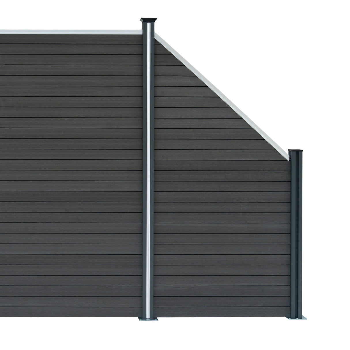 Staket för utomhusbruk i WPC och aluminium – 1x sned panel + 1 stolpar | Grå