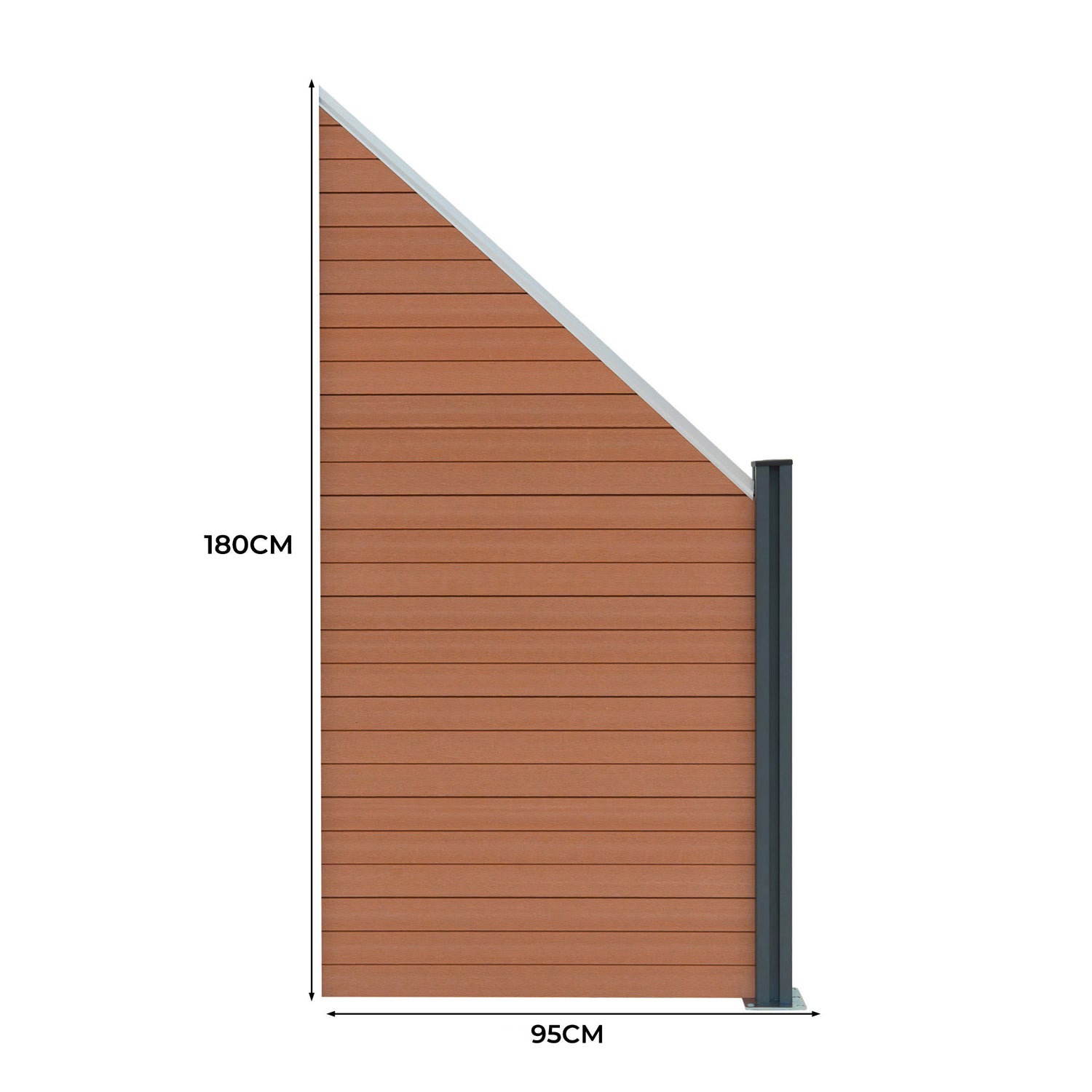 Staket för utomhusbruk i WPC och aluminium – 1x sned panel + 1 stolpar | Brun