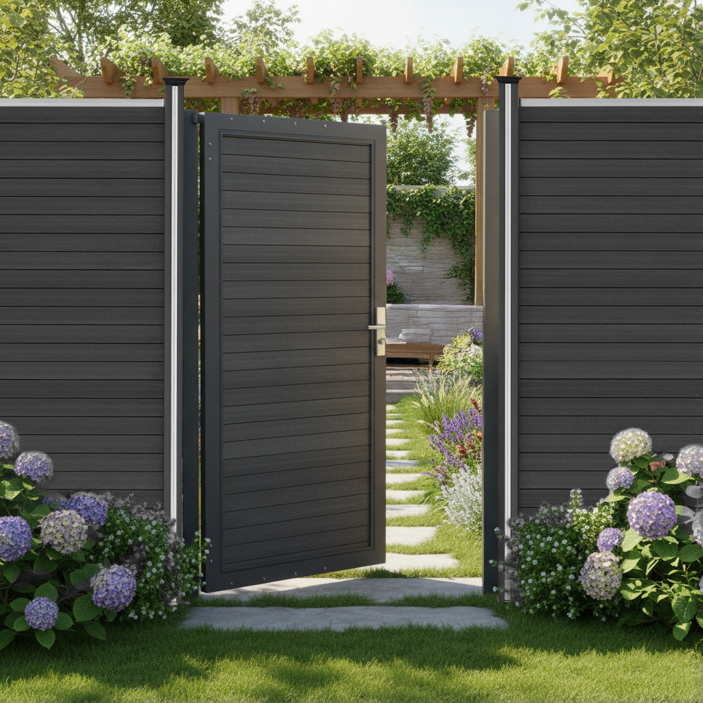 WPC och aluminium utomhusgrind | Grå