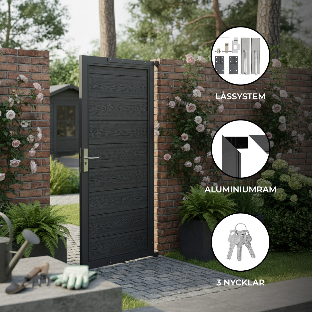 WPC och aluminium utomhusgrind | Grå