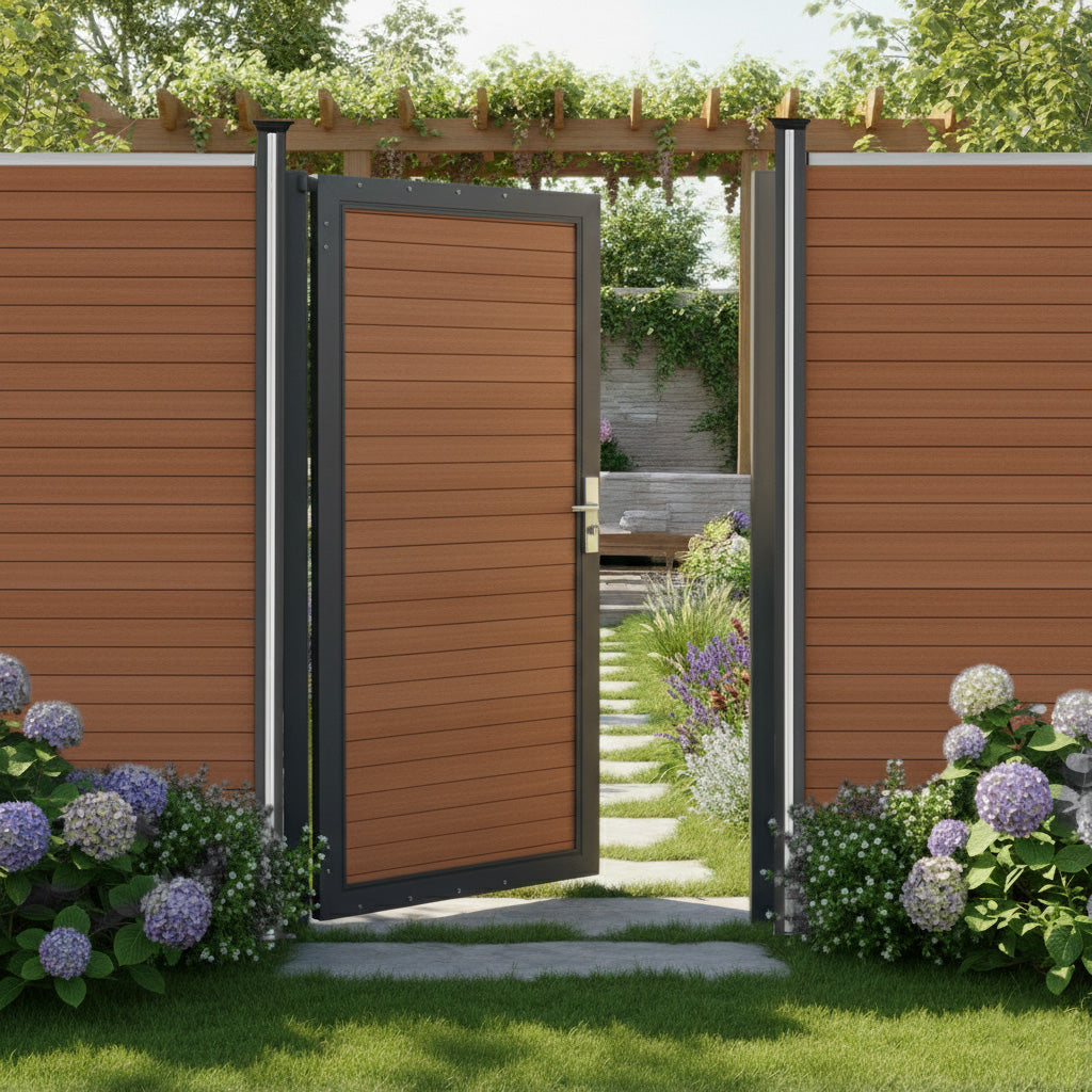WPC och aluminium utomhusgrind | Brun