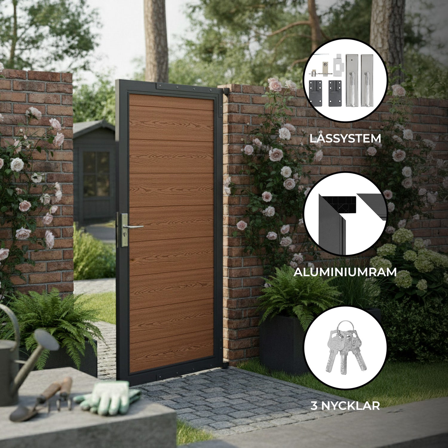 WPC och aluminium utomhusgrind | Brun